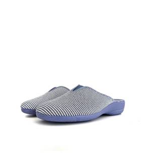 zapatilla casa mujer rayas azules cuña verano Cabrera