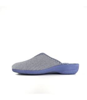 zapatilla casa rayas azules mujer perfil lona verano