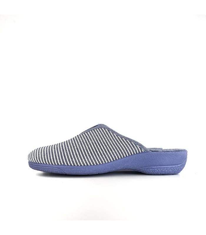 zapatilla casa rayas azules mujer perfil lona verano