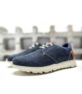 Zapatos hombre piel azul Zen medio perfil