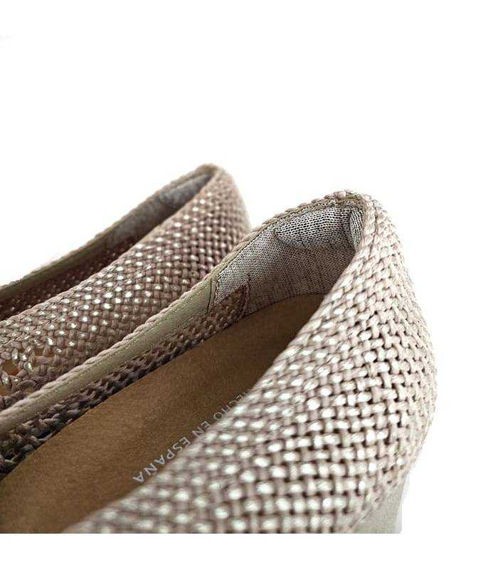 vista superior zapato mujer rejilla platino ancho medio