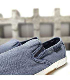 detalle tejido azul lavado zapatilla azul hombre