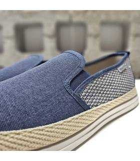 detalle tejido alpargatas textil azul hombre