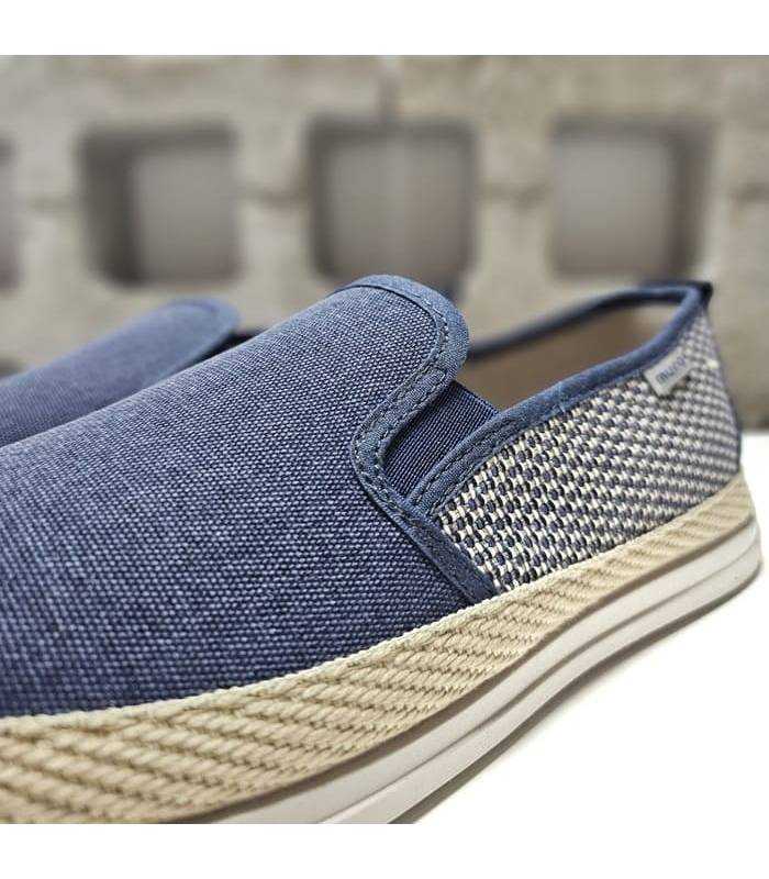 detalle tejido alpargatas textil azul hombre