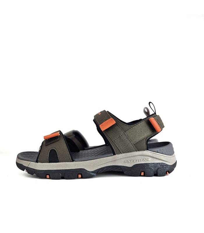 Sandalia hombre verde Skechers Tresmen Ryer vista lateral con cierre de velcro y suela deportiva