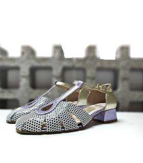 Zapatos elegantes mujer Nival Marin con puntera redondeada y diseño geométric
