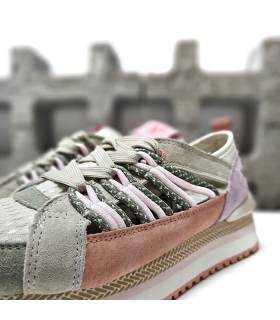 zapatilla kaki mujer con cordones