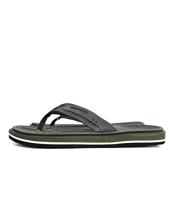 (Perfil lateral):
Chancla de dedo Nicoboco en color verde, ideal para los días de playa y sol.