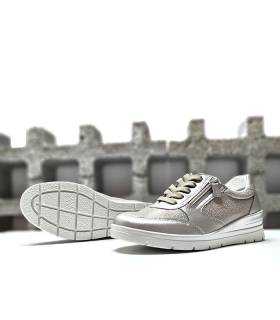 Suela antideslizante del zapato dorado mujer ancho Lumel