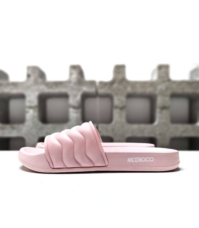 Chancla pala rosa de mujer Nicoboco vista lateral con plataforma de 2.5 cm