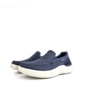 Mocasín deportivo textil Skechers Hasting Fielden azul hombre sin cordones
