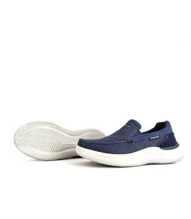 Suela caucho antideslizante mocasín deportivo Skechers hombre azul