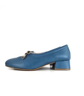 Zapatos salón mujer piel azul Lulu de Nival con tacón medio de 4 cm