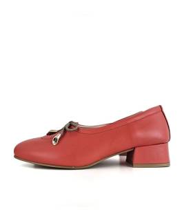 Zapatos salón mujer piel rojo anaranjado Lulu de Nival con tacón medio cómodo