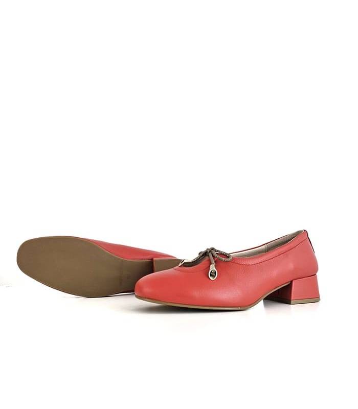 Suela del zapato salón Lulu rojo anaranjado de Nival vista desde abajo