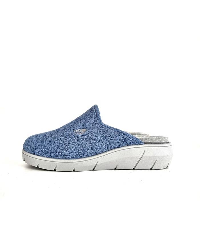 zapatilla casa rizo azul mujer perfil