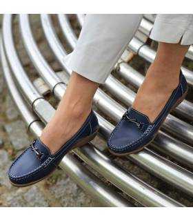 mocasín piel mujer cuña puestos