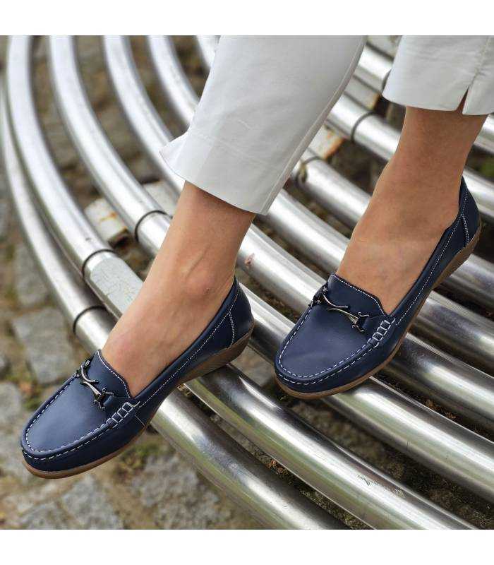 mocasín piel mujer cuña puestos
