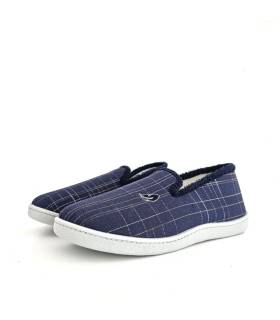 zapatilla casa Plumaflex hombre medio perfil azul verano