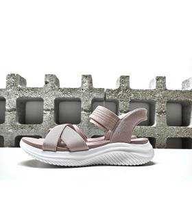 Foto de medio perfil sandalia mujer rosa Skechers Slip-ins Never Better.