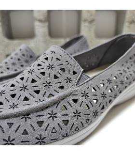 mocasín alpargata mujer calado gris detalle tejido
