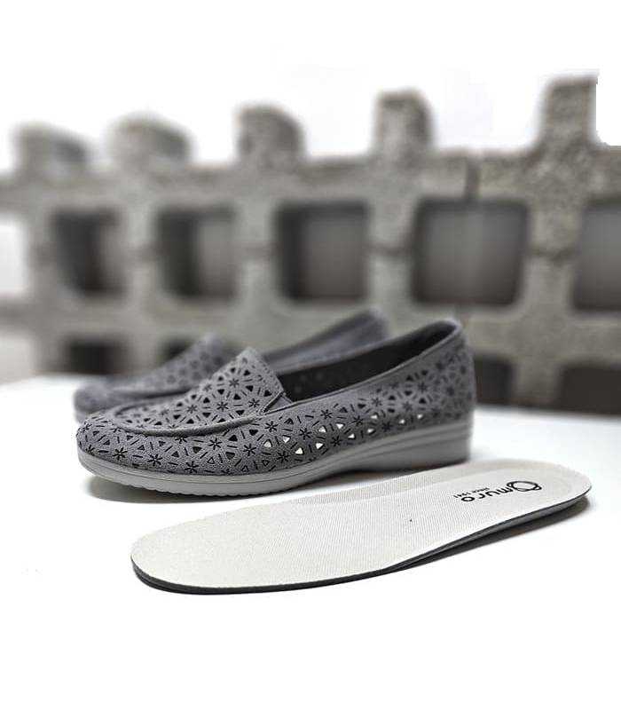 mocasín alpargata gris mujer plantilla extraíble