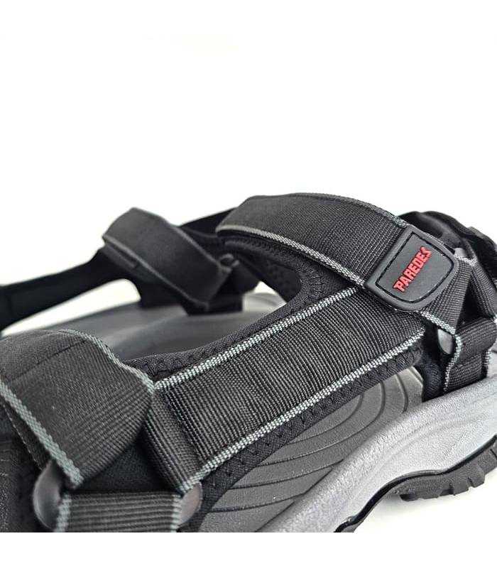 detalle sandalia hombre textil transpirable color negro Paredes