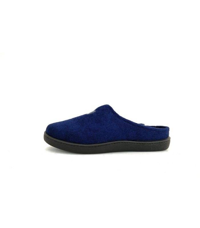 zapatilla casa descalza hombre azul Plumaflex vista lateral