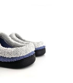 Zapatilla casa mujer descalza Plumaflex rizo vista trasera verano color azul