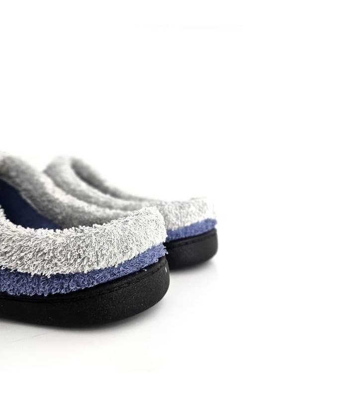 Zapatilla casa mujer descalza Plumaflex rizo vista trasera verano color azul