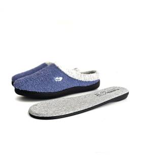 Zapatilla casa mujer descalza Plumaflex rizo con plantilla extraíble PLUMAflex memory foam verano color azul