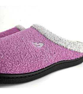 Zapatilla casa mujer descalza Plumaflex rizo detalle tejido toalla fresco verano color rosa