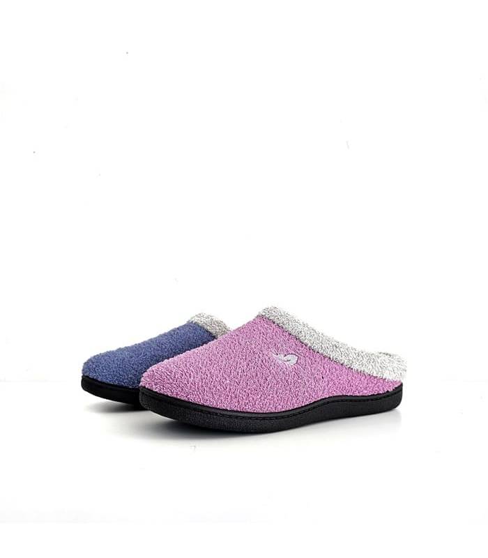 Zapatilla casa mujer descalza Plumaflex rizo rosa y azul juntas verano