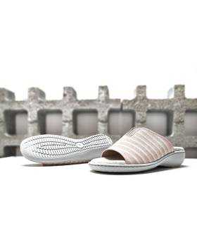 Zapatilla descalza mujer cuña rayas Plumaflex suela antideslizante flexible