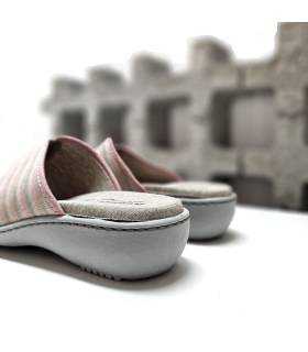 Zapatilla descalza mujer cuña rayas Plumaflex vista trasera diseño verano