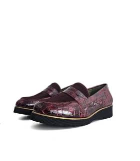 zapatos mocasín mujer Noelia Nival burdeos piel coco