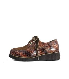 Perfil zapatos mujer Angela Nival marrón cordones