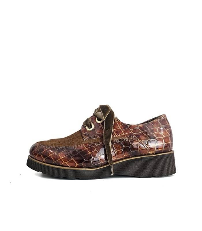 Perfil zapatos mujer Angela Nival marrón cordones