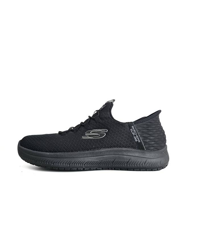 perfil zapatillas trabajo mujer Skechers negras slip ins