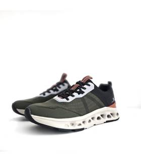zapatillas deportivas casual XTI hombre verdes y negras diseño ligero