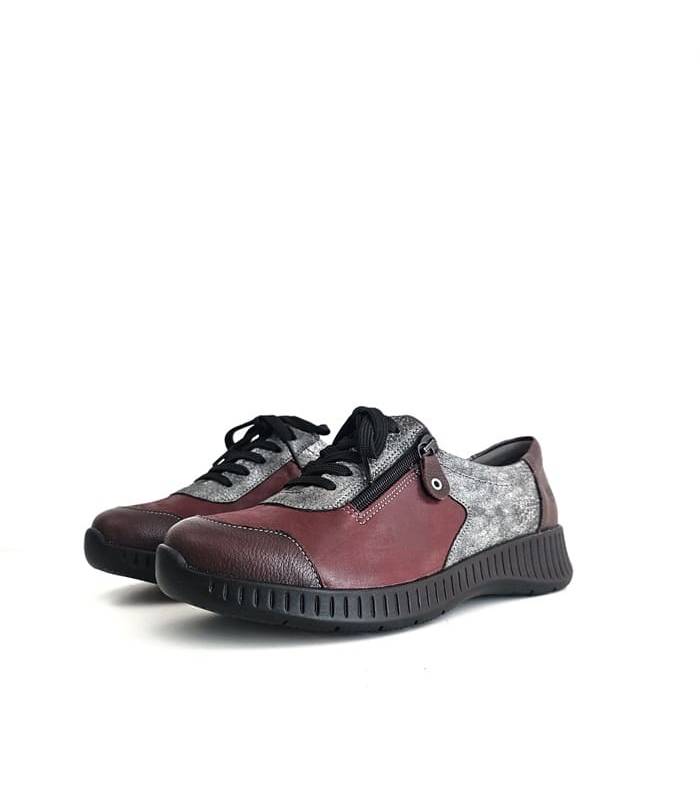 zapatos mujer cordones cremallera Suave color granate