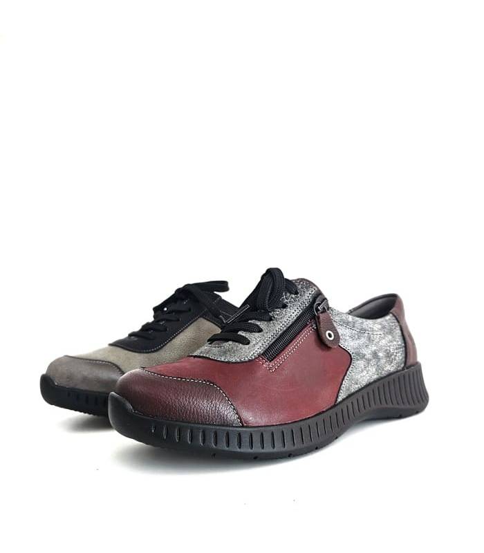 zapato deportivo granate o negro mujer invierno Suave by Leyland, comparativa de dos colores dsiponibles
