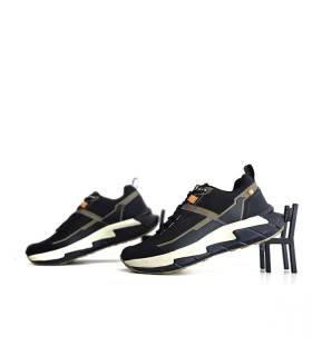 zapatillas casual hombre Xti negro verde medio perfil sobre silla