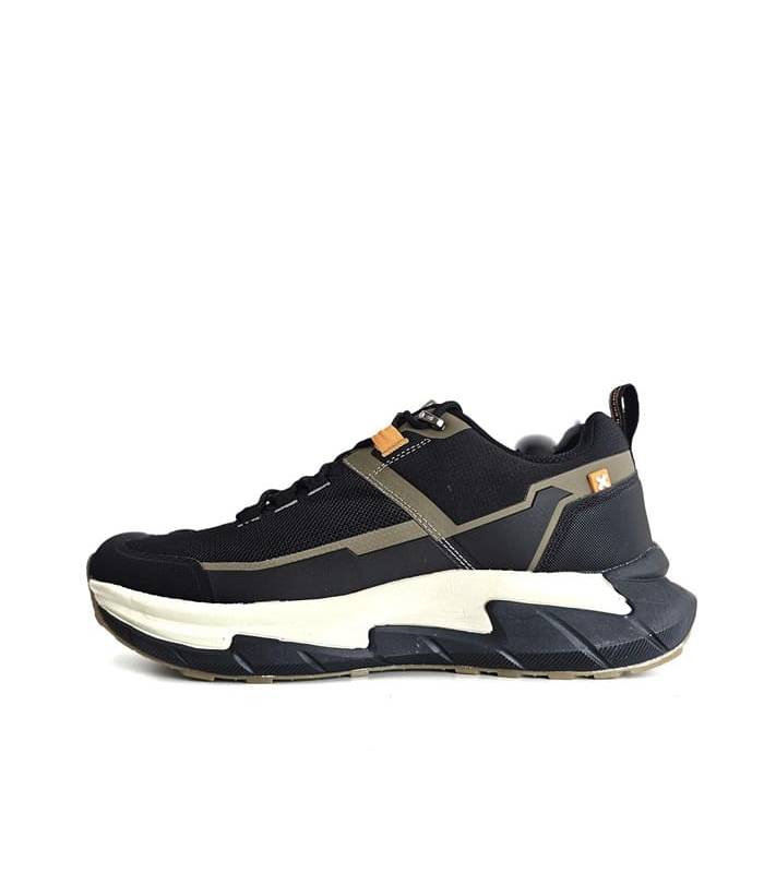 zapatillas casual hombre Xti negro verde vista lateral perfil