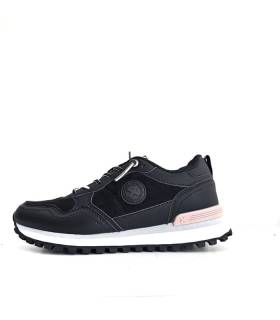 zapatillas deportivas casual mujer XTI negras con cordones elásticos, vista lateral derecha