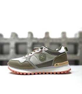 zapatillas deportivas casual mujer XTI verdes con cordones elásticos, vista lateral derecha