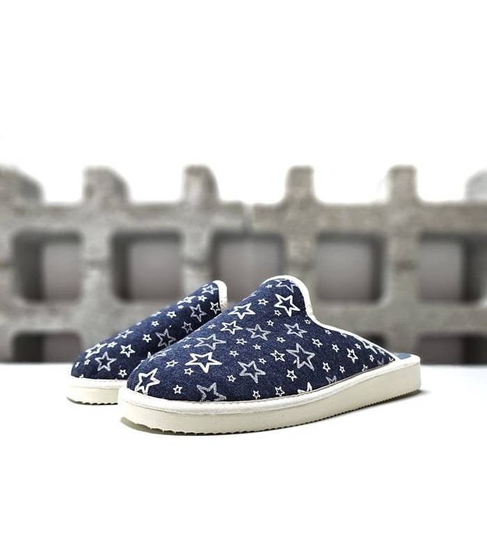 zapatillas casa mujer descalzas estrellas azul Pelusin lateral