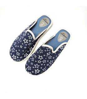 zapatillas casa mujer descalzas estrellas azul Pelusin vista superior