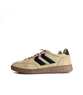 Vista lateral zapatillas casual hombre beige Xti veganas
