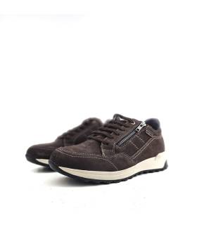 Zapatos impermeables hombre Baerchi piel marrón con cordones y cremallera